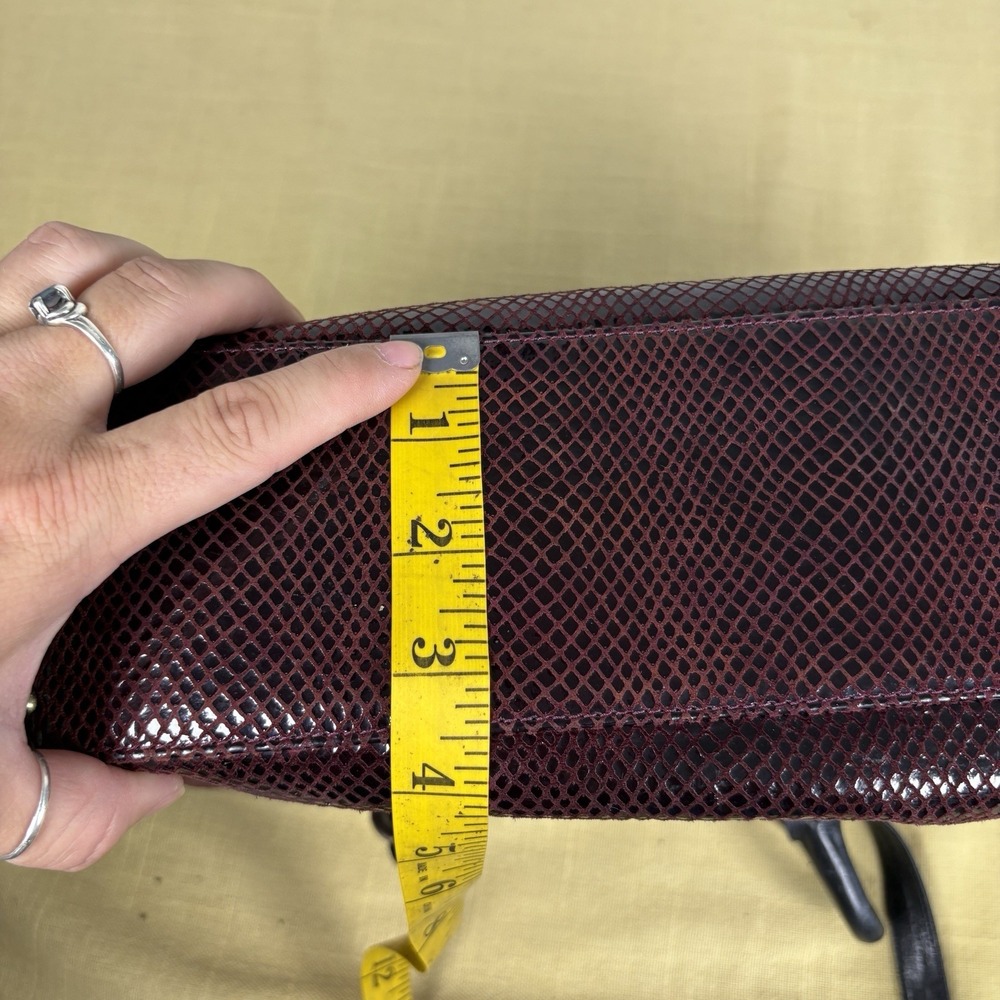 Vintage Due Fratelli Leather Purse Snakeskin Embossed Two Tone Burgundy & Green - Picture 14 of 14